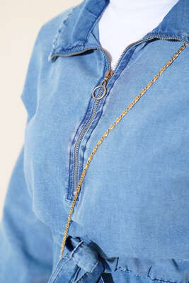 Fermuar Tünelli Kot Elbise Kot Mavisi - Thumbnail