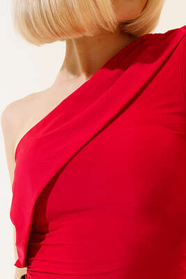 Düşük Omuzlu Bluz Kırmızı - Thumbnail