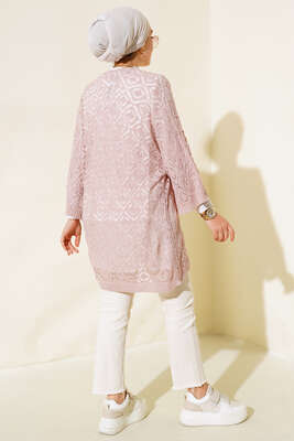 Yarasa Kol Dantel Hırka Pudra - Thumbnail