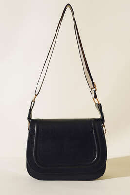 Kapaklı Baget Çanta Siyah - Thumbnail