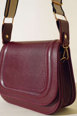 Kapaklı Baget Çanta Bordo - Thumbnail