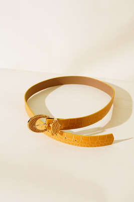 Metal Tokalı Kroko Kemer Hardal - Thumbnail