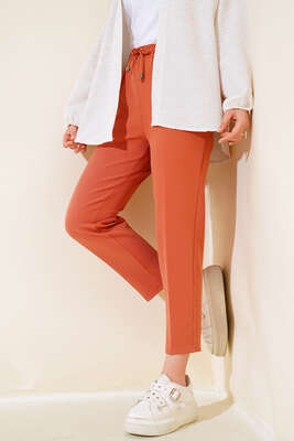 İp Detaylı Beli Lastikli Dar Paça Tarçın Pantolon - Thumbnail