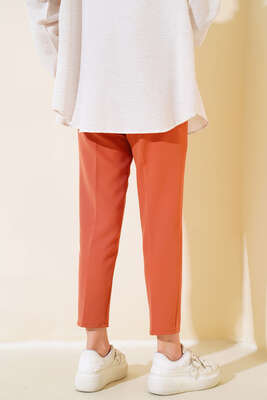 İp Detaylı Beli Lastikli Dar Paça Tarçın Pantolon - Thumbnail