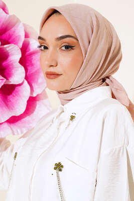 Pazarium - Bambu Kraş Eşarp Pudra