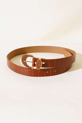 Pazarium - Metal Tokalı Kroko Kemer Taba