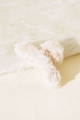 Peluş Mandal Toka Bej - Thumbnail