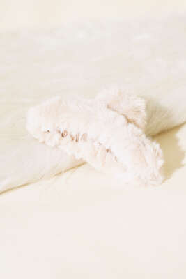 Peluş Mandal Toka Bej - Thumbnail