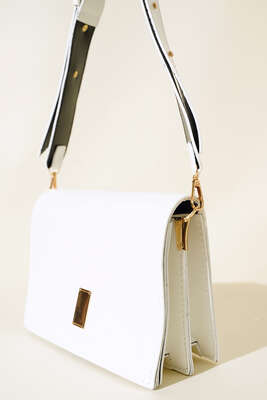 Çift Gözlü Askılı Çanta Beyaz - Thumbnail