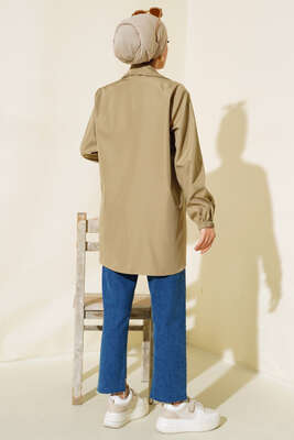 Boydan Fermuarlı Ceket Vizon - Thumbnail