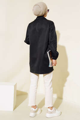 Boydan Fermuarlı Ceket Siyah - Thumbnail