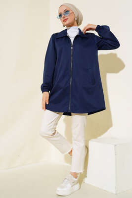 Boydan Fermuarlı Ceket Lacivert - Thumbnail