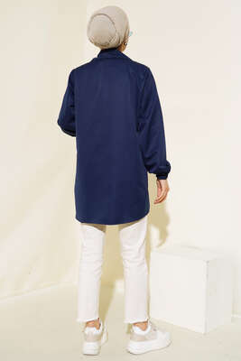 Boydan Fermuarlı Ceket Lacivert - Thumbnail