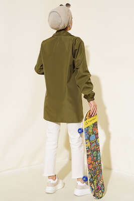 Boydan Fermuarlı Ceket Haki - Thumbnail