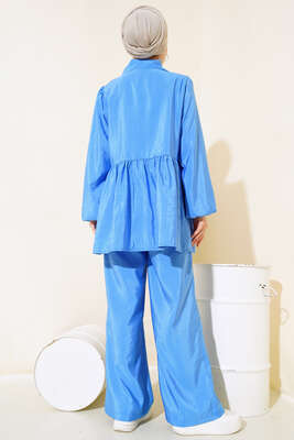 Fermuarlı Tunik İkili Takım Mavi - Thumbnail