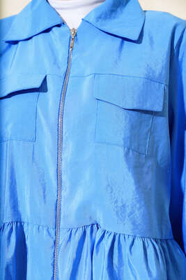 Fermuarlı Tunik İkili Takım Mavi - Thumbnail