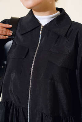 Fermuarlı Tunik İkili Takım Siyah - Thumbnail