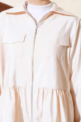 Fermuarlı Tunik İkili Takım Bej - Thumbnail