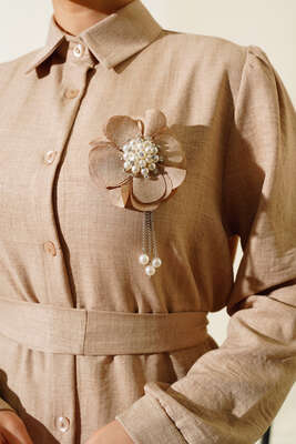 Bel Kuşaklı Keten İkili Takım Bisküvi - Thumbnail