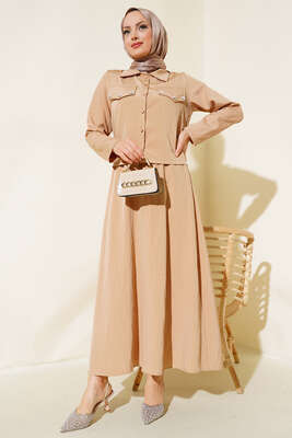 Pazarium - İnci Detaylı İkili Takım Latte