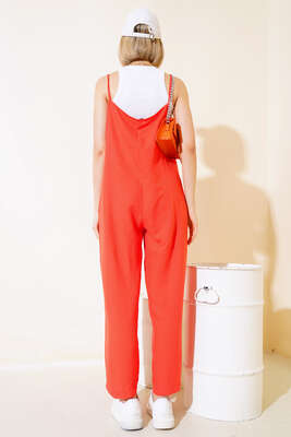 Çift Cepli Askılı Tulum Alizarin - Thumbnail