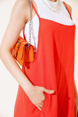 Çift Cepli Askılı Tulum Alizarin - Thumbnail