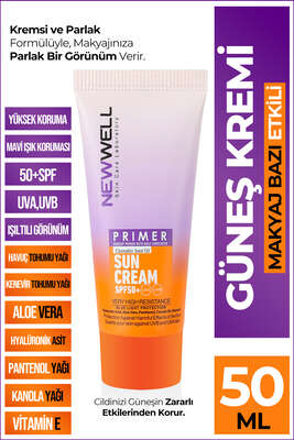 New Well Makyaj Bazı Güneş Kremi 50 SPF+ Aydınlatıcı Etkili Primer Sunscreen - Thumbnail