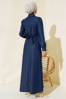 İnci Detaylı Kot Elbise Kot - Thumbnail