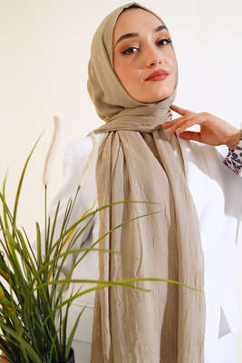 Organik Bambu Kraş Şal Açık Vizon - Thumbnail