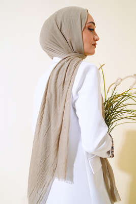 Organik Bambu Kraş Şal Açık Vizon - Thumbnail