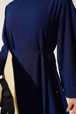 Bel Bağcıklı Elbise Lacivert - Thumbnail