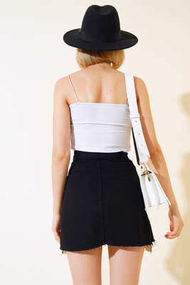 Gabardin Mini Etek Siyah - Thumbnail