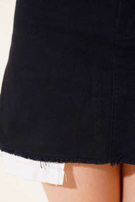 Gabardin Mini Etek Siyah - Thumbnail