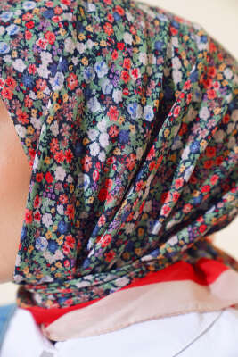 Çiçek Desen Elegance Eşarp Bej - Thumbnail