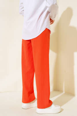Bel Lastikli Bürümcük Salaş Pantolon Oranj - Thumbnail