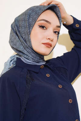 MK Desen Soft Eşarp Antrasit - Thumbnail