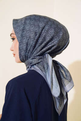 MK Desen Soft Eşarp Antrasit - Thumbnail