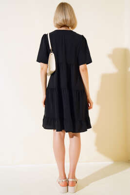 Ayrobin Elbise Siyah - Thumbnail