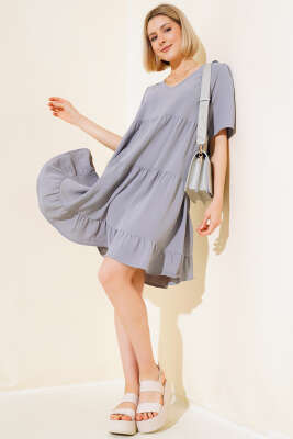 Ayrobin Elbise Gri - Thumbnail