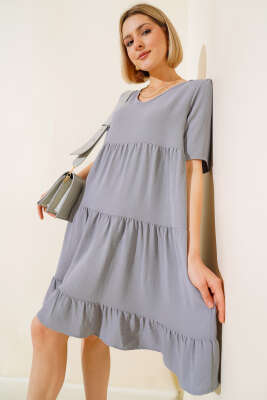 Ayrobin Elbise Gri - Thumbnail