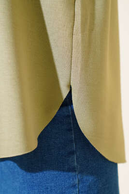 Oval Kesim T-shirt Çağla Yeşili - Thumbnail