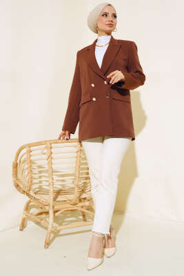 Astarlı Blazer Ceket Kahve - Thumbnail