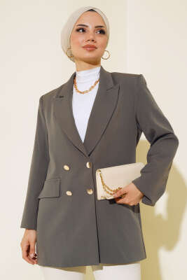 Astarlı Blazer Ceket Fume - Thumbnail