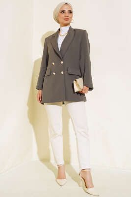 Astarlı Blazer Ceket Fume - Thumbnail