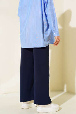 Ayrobin Bel Lastikli Pantolon Lacivert - Thumbnail