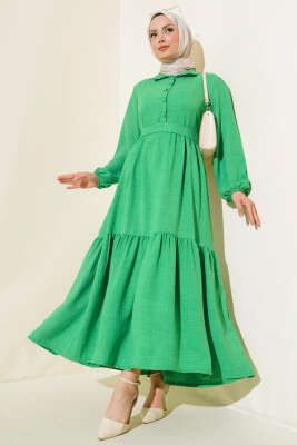 Pazarium - Patlı Keten Elbise Benetton