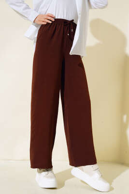 Ayrobin Bel Lastikli Pantolon Kahve - Thumbnail