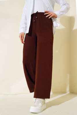Ayrobin Bel Lastikli Pantolon Kahve - Thumbnail