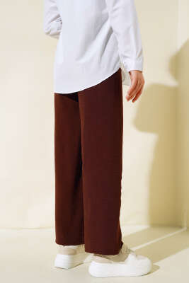 Ayrobin Bel Lastikli Pantolon Kahve - Thumbnail