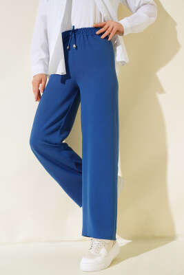 Pazarium - Ayrobin Bel Lastikli Pantolon İndigo